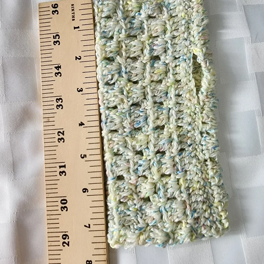 Crochet Fingerless Light Green With Light Blue Handmade Wrist Warmer NWOT